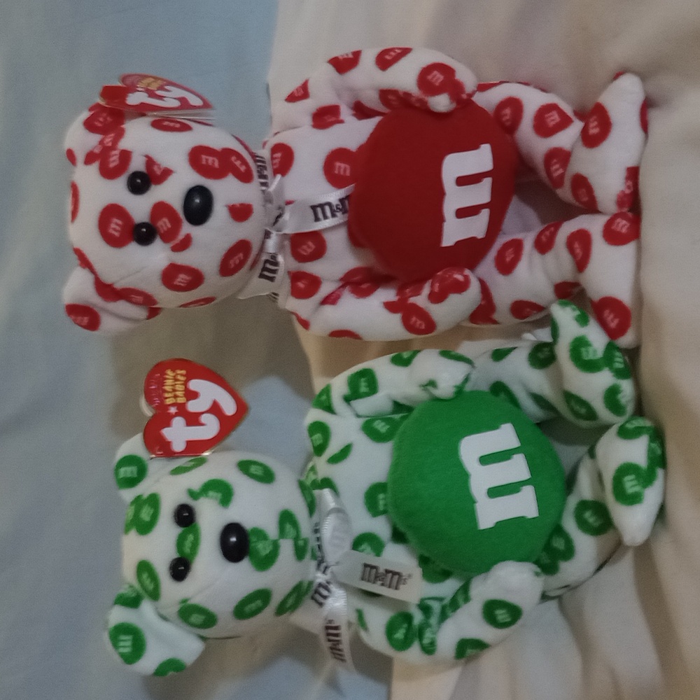 Original Ty Beanie Babies M&M Bears - White and Red